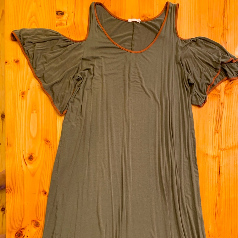 Cold shoulder olive Maxi dress